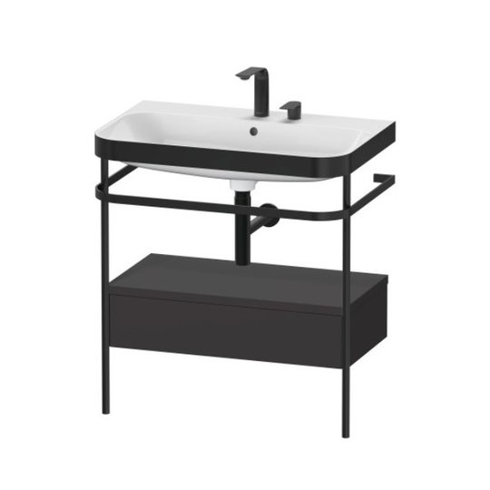 Мебельный комплект с раковиной на 2 отверстия и консолью, 77,5х49 см, Duravit Happy D.2 Plus, графит (HP4742E8080) Duravit Мебельные комплекты