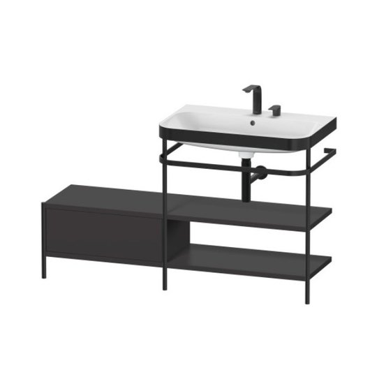 Мебельный комплект с раковиной на 2 отверстия и консолью, 140х49 см, Duravit Happy D.2 Plus, граф (HP4747E8080) Duravit Мебельные комплекты