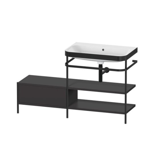 Мебельный комплект с раковиной без отверстия и консолью, 140х49 см, Duravit Happy D.2 Plus, графит (HP4747N8080) Duravit Мебельные комплекты