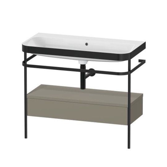 Мебельный комплект с раковиной без отверстия и консолью, 97,5х49 см, Duravit Happy D.2 Plus, серый камень (HP4743N9292) Duravit Мебельные комплекты