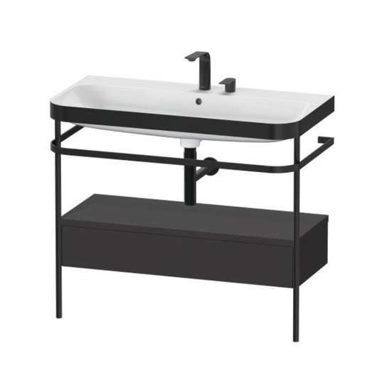 Мебельный комплект с раковиной на 2 отверстия и консолью, 97,5х49 см, Duravit Happy D.2 Plus, графит (HP4743E8080) Duravit Мебельные комплекты