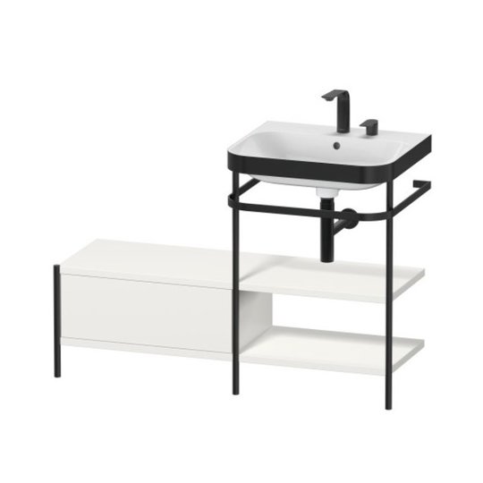Мебельный комплект с раковиной на 2 отверстия и консолью, 120х49 см, Duravit Happy D.2 Plus, белый шелковисто-матовый (HP4745E3939) Duravit Мебельные комплекты