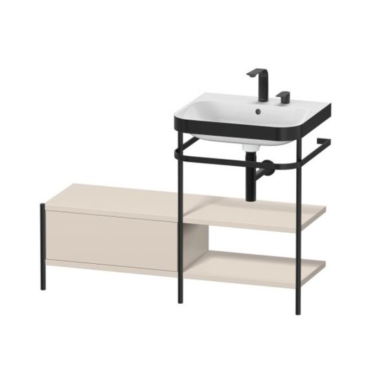 Мебельный комплект с раковиной на 2 отверстия и консолью, 120х49 см, Duravit Happy D.2 Plus, серо-коричневый супер матовый (HP4745E8383) Duravit Мебельные комплекты