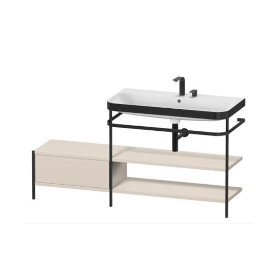 Мебельный комплект с раковиной на 2 отверстия и консолью, 160х49 см, Duravit Happy D.2 Plus, серо-коричневый супер матовый (HP4748E8383) Duravit Мебельные комплекты