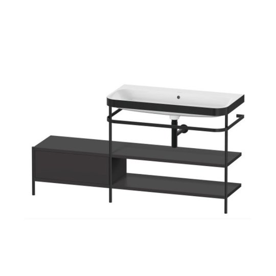 Меблевий комплект з раковиною без отвору і консоллю, 160х49 см, Duravit Happy D. 2 Plus, графіт (HP4748N8080) Duravit Меблеві комплекти