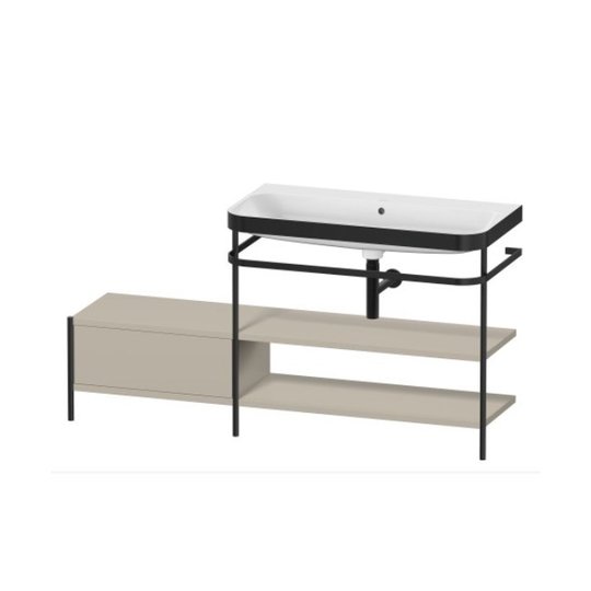 Меблевий комплект з раковиною без отвору і консоллю, 160х49 см, Duravit Happy D. 2 Plus, сіро-коричневий (HP4748N6060) Duravit Меблеві комплекти