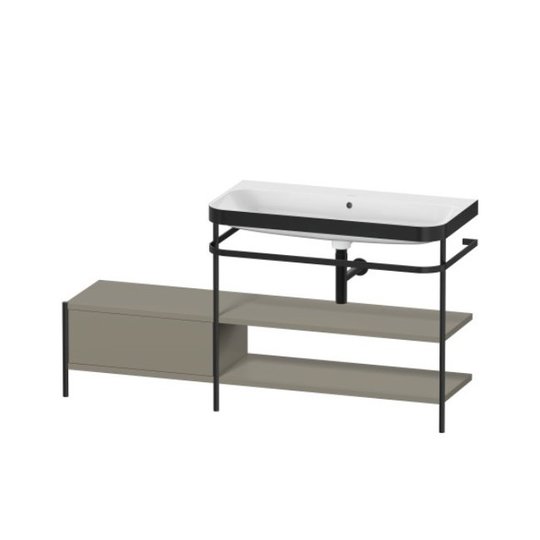 Мебельный комплект с раковиной без отверстия и консолью, 160х49 см, Duravit Happy D.2 Plus, серый камень (HP4748N9292) Duravit Мебельные комплекты