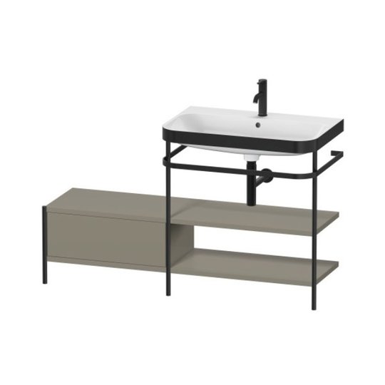 Мебельный комплект с раковиной на 1 отверстие и консолью, 140х49 см, Duravit Happy D.2 Plus, серый камень (HP4747O9292) Duravit Мебельные комплекты