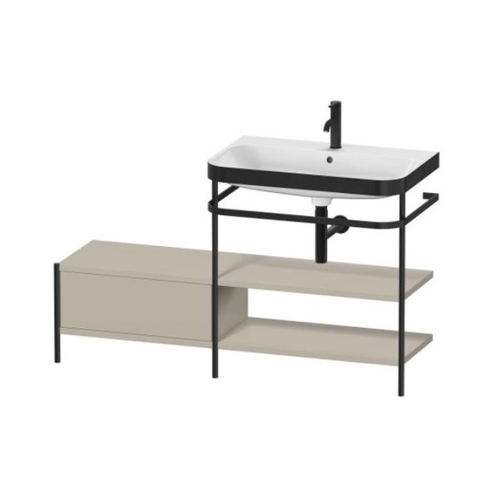 Мебельный комплект с раковиной на 1 отверстие и консолью, 140х49 см, Duravit Happy D.2 Plus, серо-коричневый (HP4747O6060) Duravit Мебельные комплекты