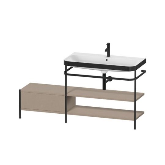 Мебельный комплект с раковиной на 1 отверстие и консолью, 160х49 см, Duravit Happy D.2 Plus, льняной декор (HP4748O7575) Duravit Мебельные комплекты
