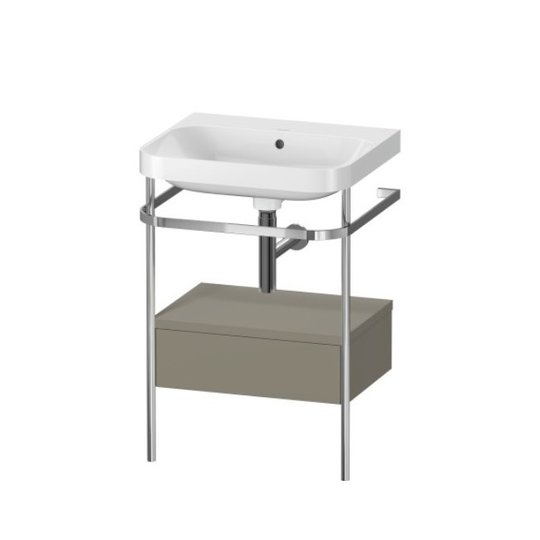 Мебельный комплект с раковиной без отверстия и консолью, 57,5х49 см, Duravit Happy D.2 Plus, серый камень (HP4840N9292) Duravit Мебельные комплекты