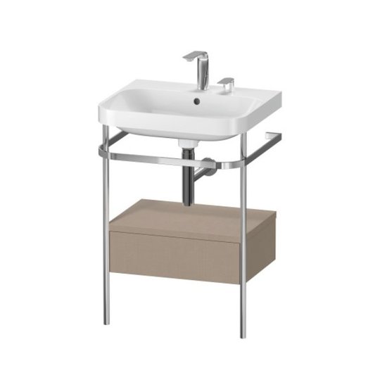 Мебельный комплект с раковиной на 2 отверстия и консолью, 57,5х49 см, Duravit Happy D.2 Plus, льняной декор (HP4840E7575) Duravit Мебельные комплекты
