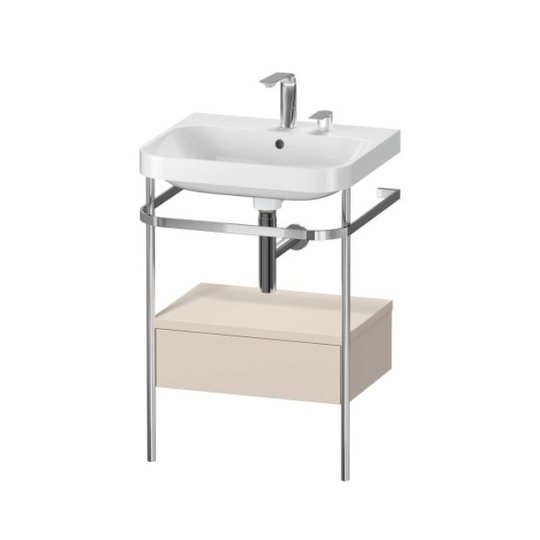 Мебельный комплект с раковиной на 2 отверстия и консолью, 57,5х49 см, Duravit Happy D.2 Plus, серо-коричневый супер матовый (HP4840E8383) Duravit Мебельные комплекты