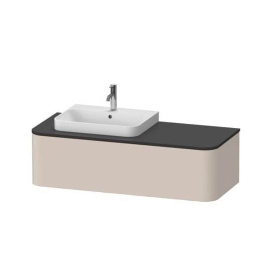 Тумба підвісна під раковину зліва 130х55 см Duravit Happy D. 2 Plus, сіро-коричневий супер матовий (HP4942L8383) Duravit Тумби