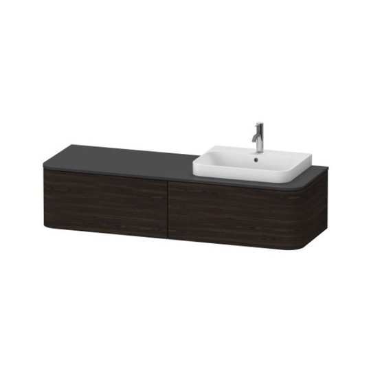 Тумба підвісна під раковину праворуч 160х55 см Duravit Happy D. 2 Plus, горіх (HP4934R6969) Duravit Тумби