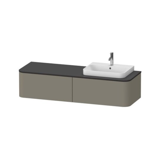 Тумба підвісна під раковину праворуч 160х55 см Duravit Happy D. 2 Plus, сірий камінь (HP4934R9292) Duravit Тумби