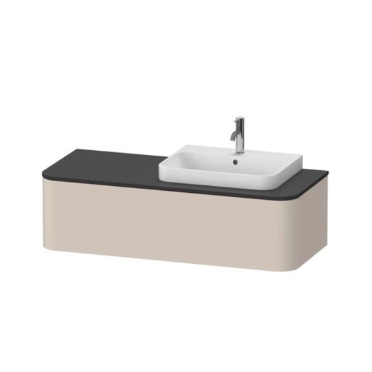 Тумба підвісна під раковину праворуч 130х55 см Duravit Happy D. 2 Plus, сіро-коричневий супер матовий (HP4932R8383) Duravit Тумби