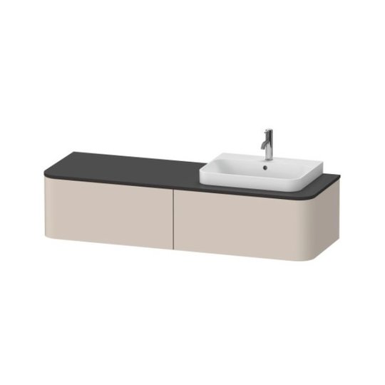Тумба підвісна під раковину праворуч 160х55 см Duravit Happy D. 2 Plus, сіро-коричневий супер матовий (HP4934R8383) Duravit Тумби