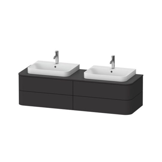 Тумба подвесная на 2 раковины 160х55 см Duravit Happy D.2 Plus, графит (HP4964B8080) Duravit Тумбы