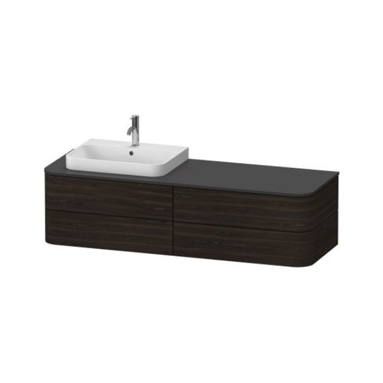 Тумба подвесная под раковину слева 160х55 см Duravit Happy D.2 Plus, орех (HP4963L6969) Duravit Тумбы