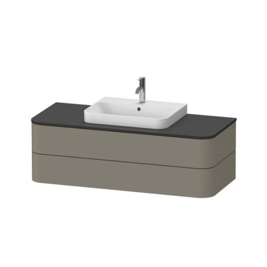 Тумба підвісна 130х55 см Duravit Happy D. 2 Plus, сірий камінь (HP497209292) Duravit Тумби