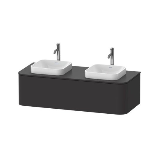 Тумба подвесная на 2 раковины 130х55 см Duravit Happy D.2 Plus, графит (HP4943B8080) Duravit Тумбы