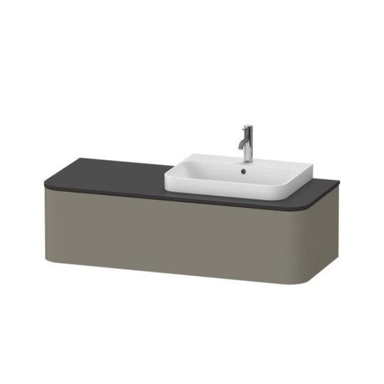 Тумба підвісна під раковину праворуч 130х55 см Duravit Happy D. 2 Plus, сірий камінь (HP4942R9292) Duravit Тумби