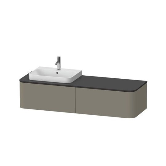 Тумба підвісна під раковину зліва 160х55 см Duravit Happy D. 2 Plus, сірий камінь (HP4944L9292) Duravit Тумби