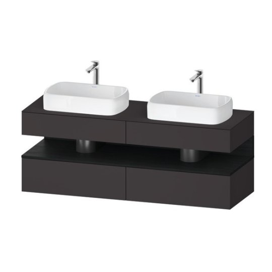 Тумба подвесная на 2 раковины, 160х55 см Duravit Qatego, графит супер матовый (QA4779016800000) Duravit Тумбы