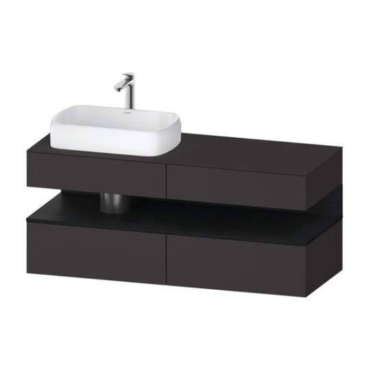 Тумба подвесная под раковину слева, 140х55 см Duravit Qatego, графит супер матовый (QA4765016800000) Duravit Тумбы
