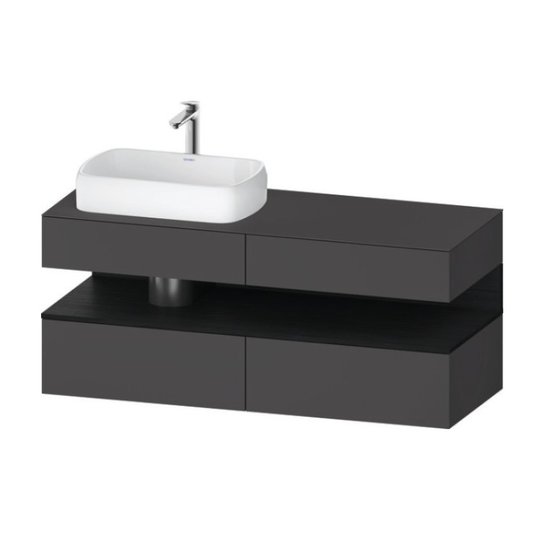 Тумба подвесная под раковину слева, 140х55 см Duravit Qatego, графит матовый (QA4765016490000) Duravit Тумбы