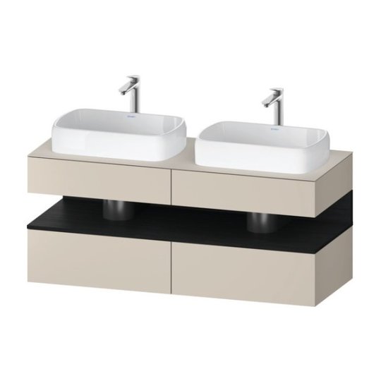 Тумба подвесная под 2 раковины, 140х55 см Duravit Qatego, серо-коричневый супер матовый (QA4767016830000) Duravit Тумбы