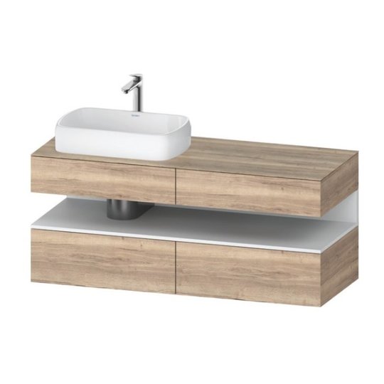 Тумба підвісна під раковину зліва, 140х55 см Duravit Qatego, дуб мармуровий (QA4765018550000) Duravit Тумби