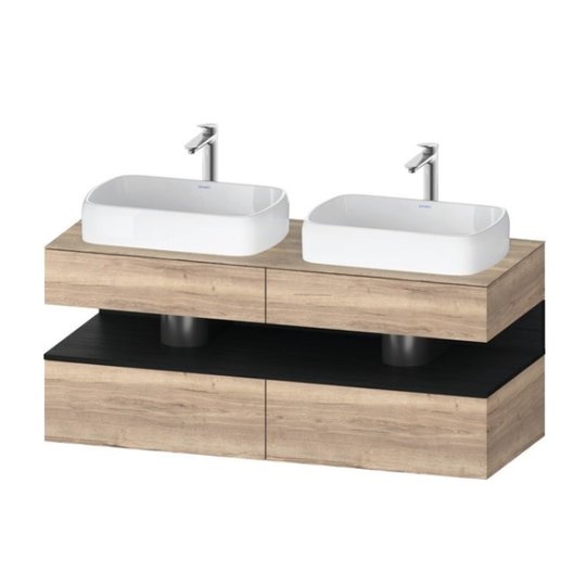 Тумба подвесная под 2 раковины, 140х55 см Duravit Qatego, дуб мраморный (QA4767016550000) Duravit Тумбы