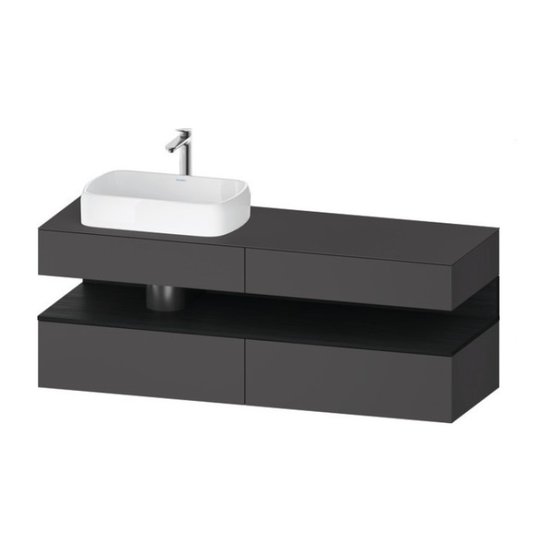 Тумба подвесная под раковину слева, 160х55 см Duravit Qatego, графит матовый (QA4777016490000) Duravit Тумбы