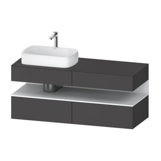 Тумба підвісна під раковину зліва, 140х55 см Duravit Qatego, графіт матовий (QA4765018490000) Duravit Тумби
