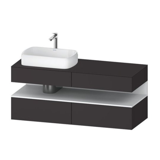 Тумба підвісна під раковину зліва, 140х55 см Duravit Qatego, графіт супер матовий (QA4765018800000) Duravit Тумби