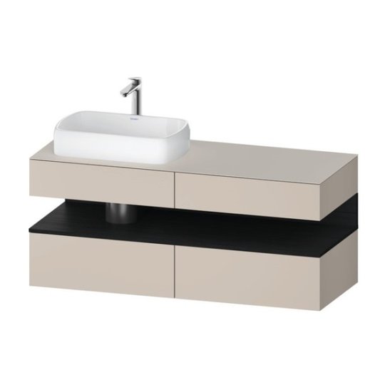 Тумба подвесная под раковину слева, 140х55 см Duravit Qatego, серо-коричневый (QA4765016910000) Duravit Тумбы