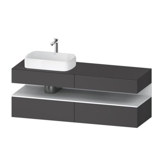 Тумба подвесная под раковину слева, 160х55 см Duravit Qatego, графит матовый (QA4777018490000) Duravit Тумбы