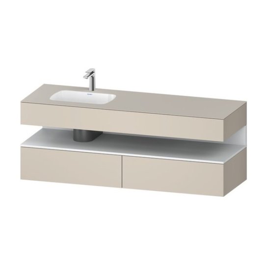 Меблевий комплект з консоллю і раковиною зліва, 160х55 см Duravit Qatego, сіро-коричневий супер матовий (QA4795018830000) Duravit Меблеві комплекти