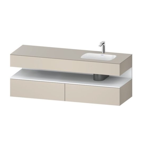 Мебельный комплект с консолью и раковиной справа, 160х55 см Duravit Qatego, серо-коричневый супер матовый (QA4796018830000) Duravit Мебельные комплекты