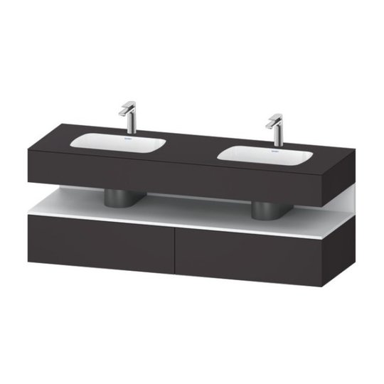 Меблевий комплект з консоллю і 2-ма раковинами, 160х55 см Duravit Qatego, графіт супер матовий (QA4797018800000) Duravit Меблеві комплекти