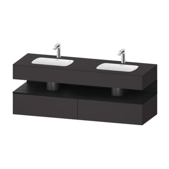 Мебельный комплект с консолью и 2-мя раковинами, 160х55 см Duravit Qatego, графит супер матовый (QA4797016800000) Duravit Мебельные комплекты