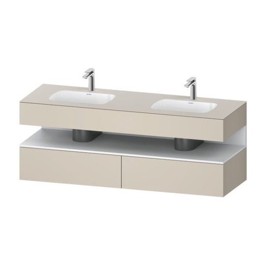 Мебельный комплект с консолью и 2-мя раковинами, 160х55 см Duravit Qatego, серо-коричневый супер матовый (QA4797018830000) Duravit Мебельные комплекты