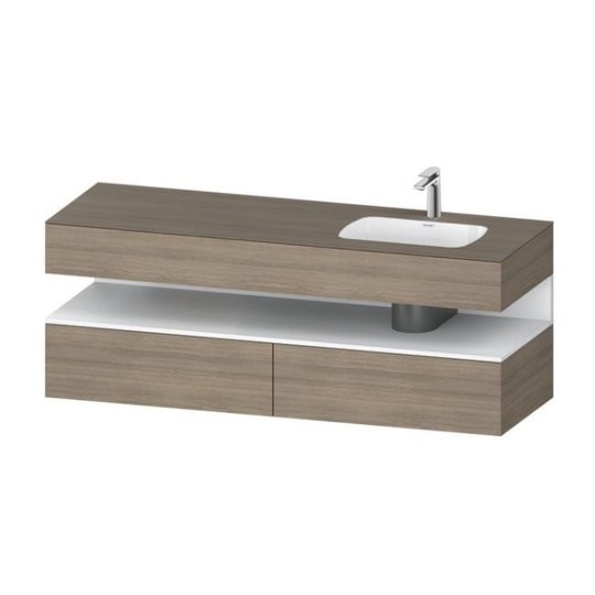 Меблевий комплект з консоллю і раковиною праворуч, 160х55 см Duravit Qatego, дуб терра (QA4796018350000) Duravit Меблеві комплекти
