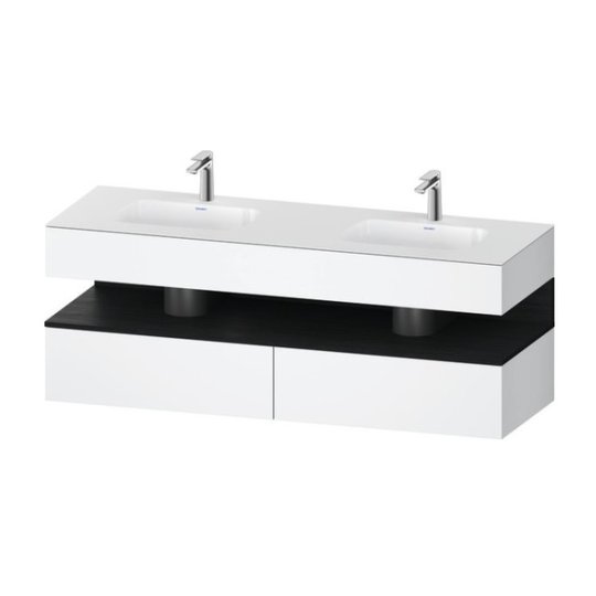 Мебельный комплект с консолью и 2-мя раковинами, 160х55 см Duravit Qatego, белый матовый (QA4797016180000) Duravit Мебельные комплекты