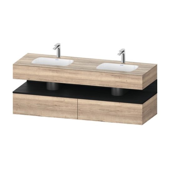Мебельный комплект с консолью и 2-мя раковинами, 160х55 см Duravit Qatego, дуб мраморный (QA4797016550000) Duravit Мебельные комплекты