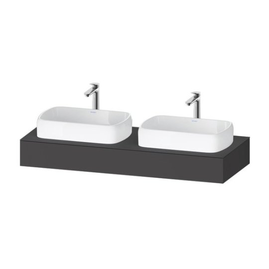 Консоль подвесная с 2-мя раковинами, 140х55 см Duravit Qatego, графит матовый (QA4805049490000) Duravit Консоль