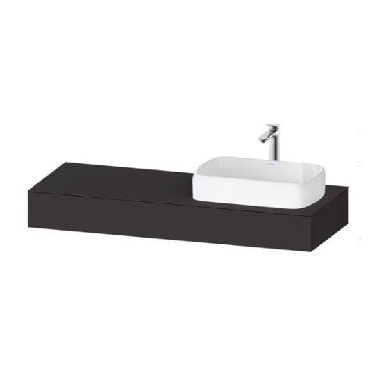 Консоль подвесная с раковиной справа, 140х55 см Duravit Qatego, графит супер матовый (QA4804080800000) Duravit Консоль