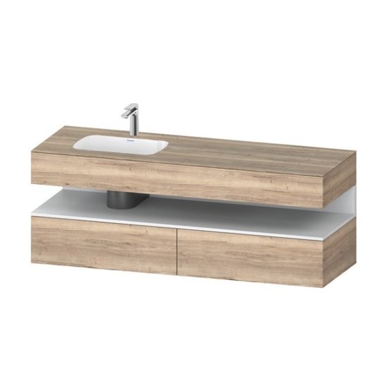 Мебельный комплект с консолью и раковиной слева, 160х55 см Duravit Qatego, дуб мраморный (QA4795018550000) Duravit Мебельные комплекты